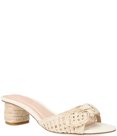 Pelle Moda Eaden Woven Raffia Bow Triangle Heel Slide Sandals