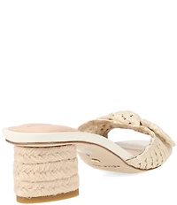 Pelle Moda Eaden Woven Raffia Bow Triangle Heel Slide Sandals