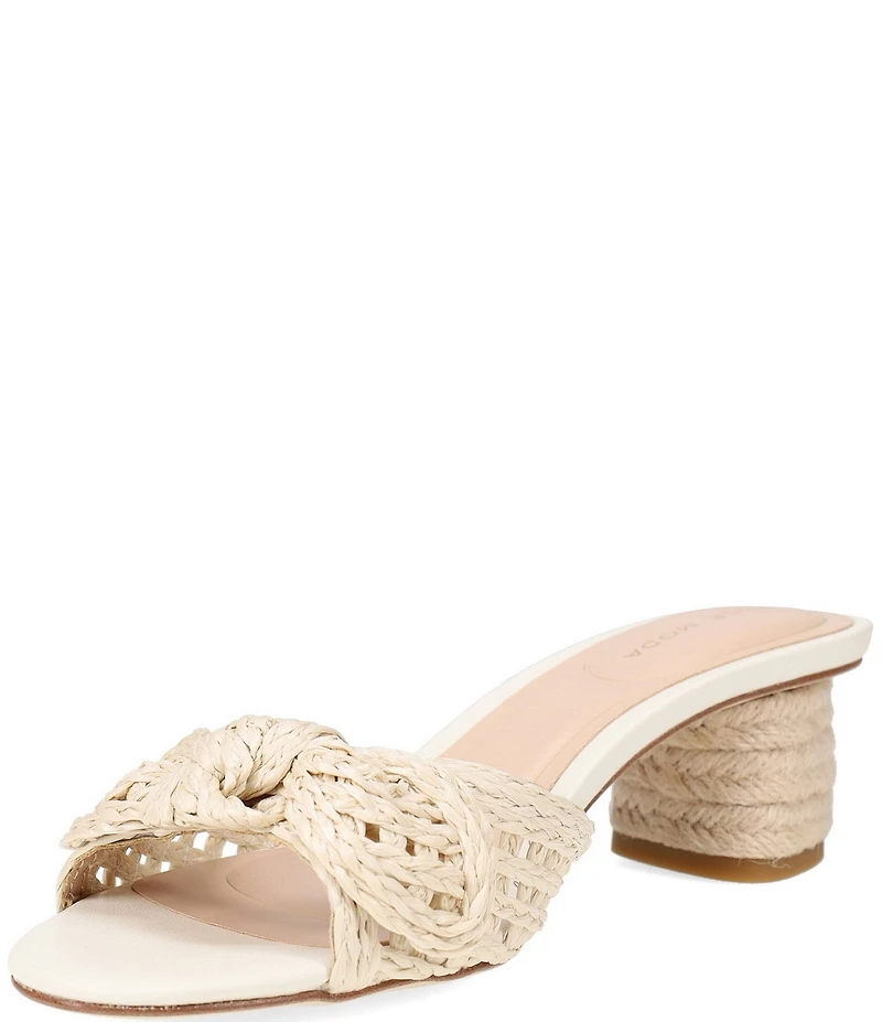 Pelle Moda Eaden Woven Raffia Bow Triangle Heel Slide Sandals