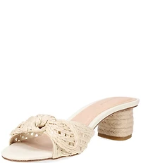 Pelle Moda Eaden Woven Raffia Bow Triangle Heel Slide Sandals
