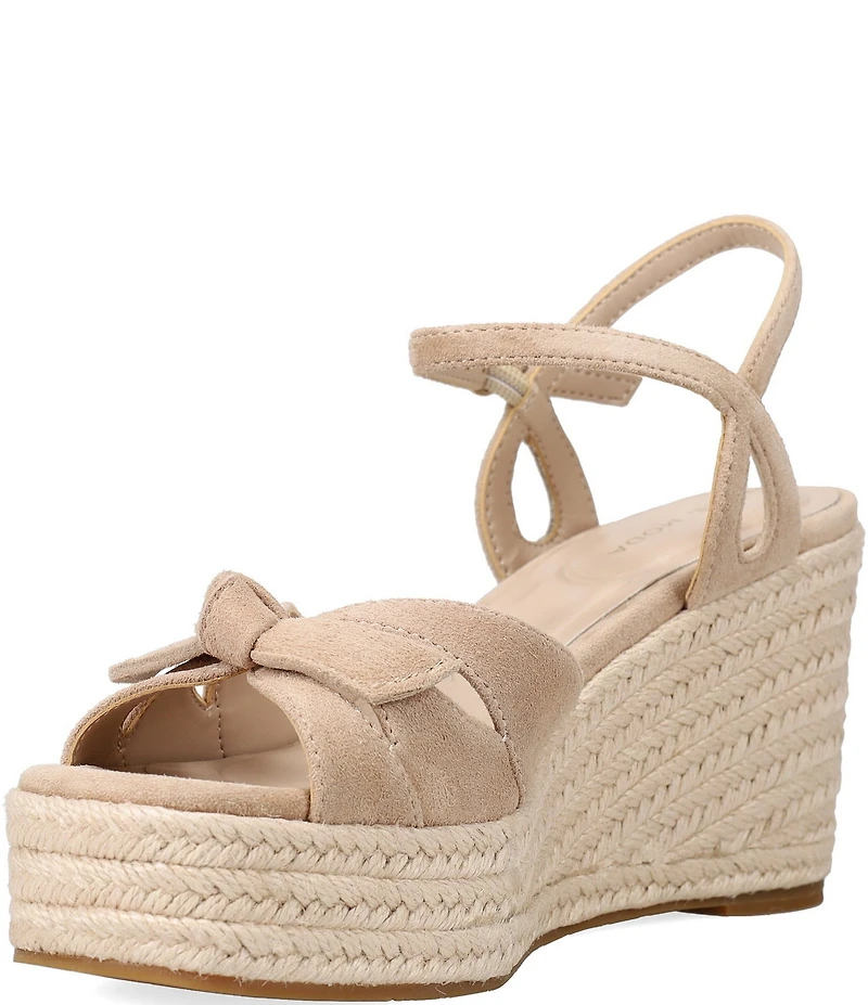 Pelle Moda Elbie Suede Bow Platform Espadrille Wedge Sandals