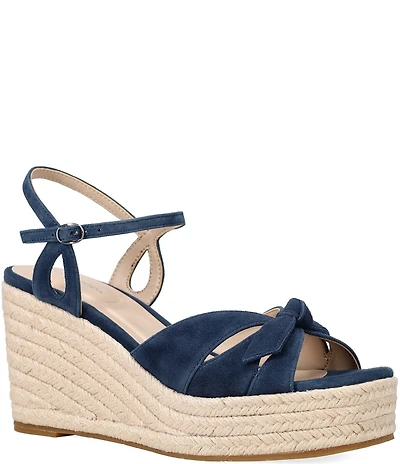Pelle Moda Elbie Suede Bow Platform Espadrille Wedge Sandals