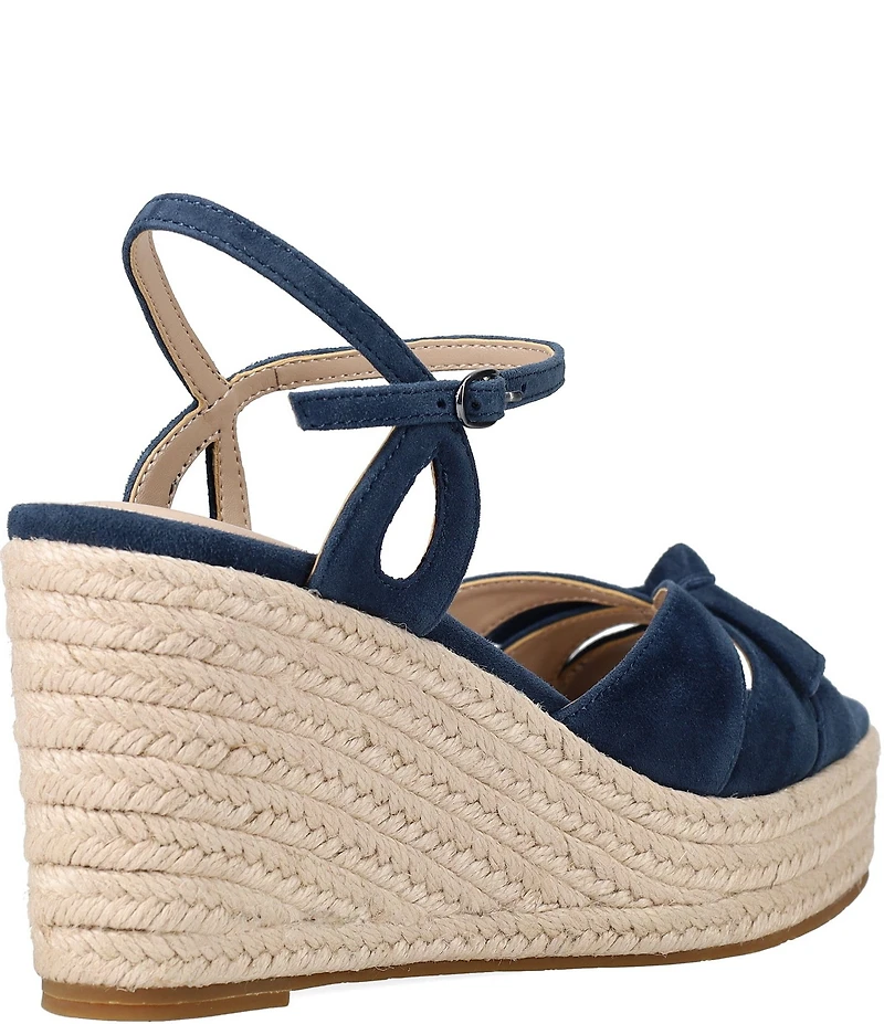 Pelle Moda Elbie Suede Bow Platform Espadrille Wedge Sandals