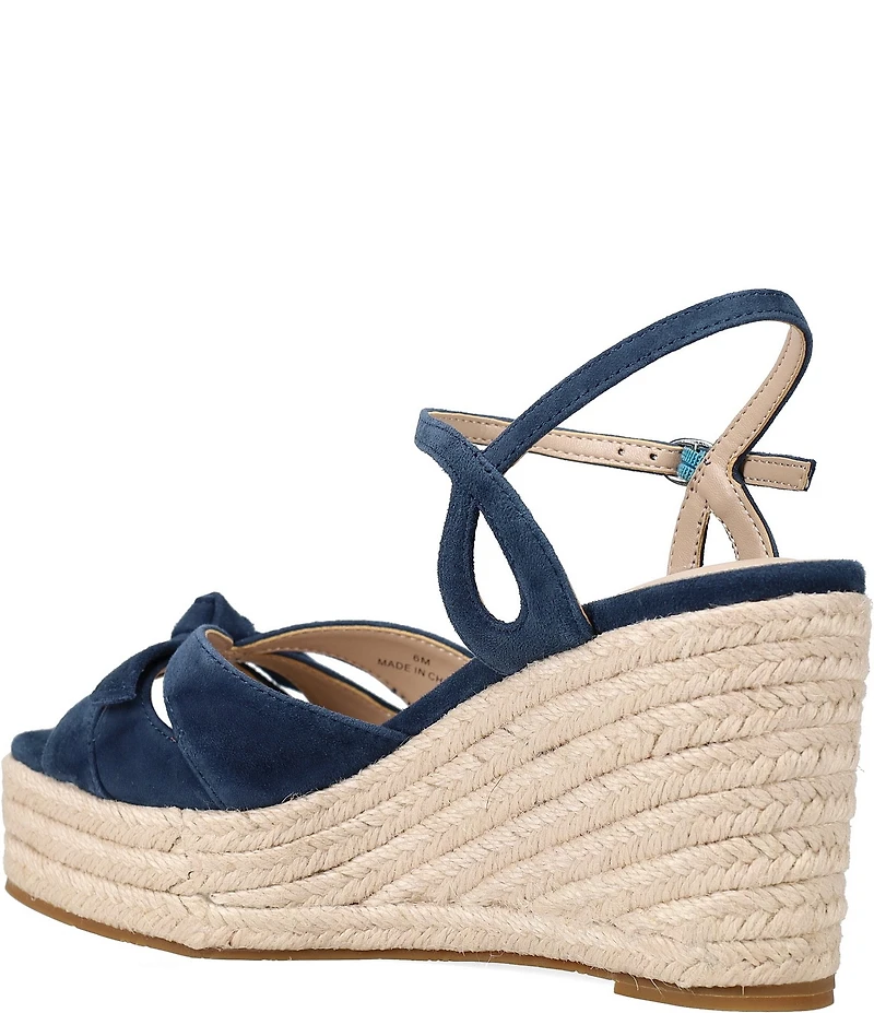 Pelle Moda Elbie Suede Bow Platform Espadrille Wedge Sandals