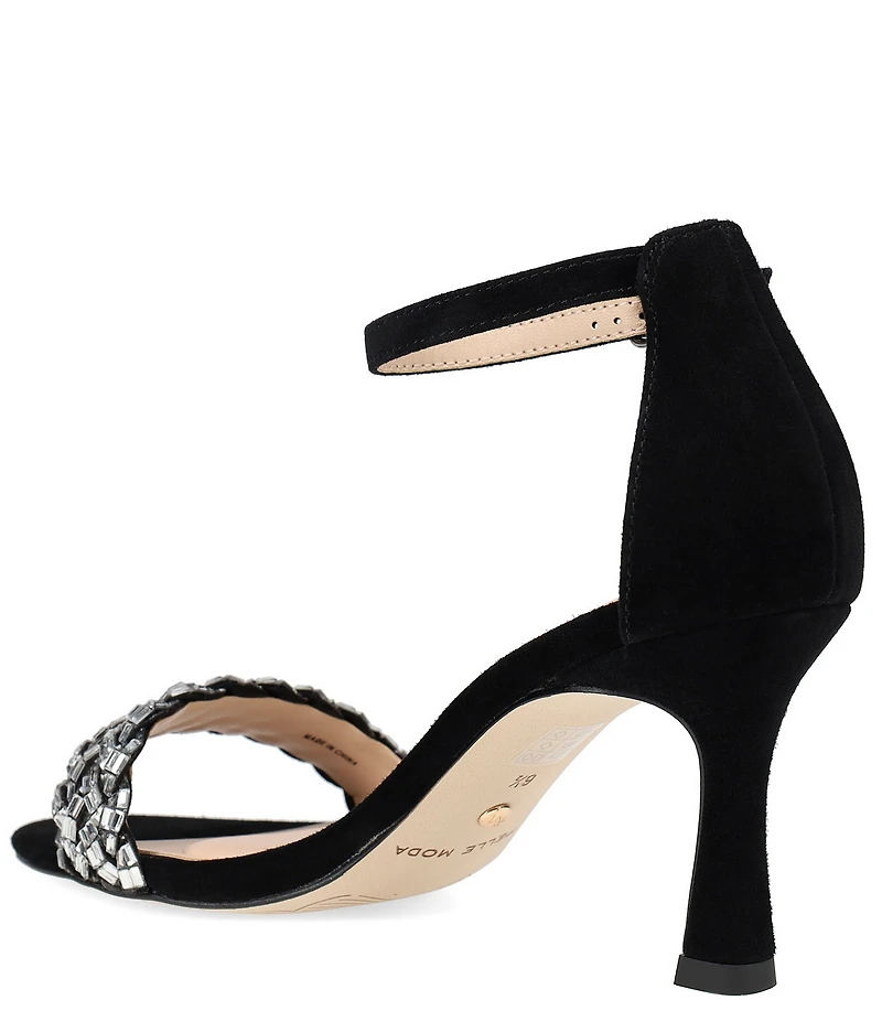 Pelle Moda Heidy Suede Crystal Embellished Ankle Wrap Stiletto Pumps