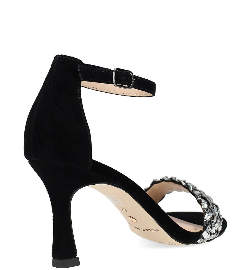 Pelle Moda Heidy Suede Crystal Embellished Ankle Wrap Stiletto Pumps