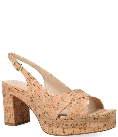 Pelle Moda Ilori Cork Slingback Block Heel Sandals