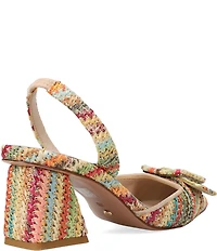 Pelle Moda Imia Woven Raffia Buckle Ornamented Slingback Pumps