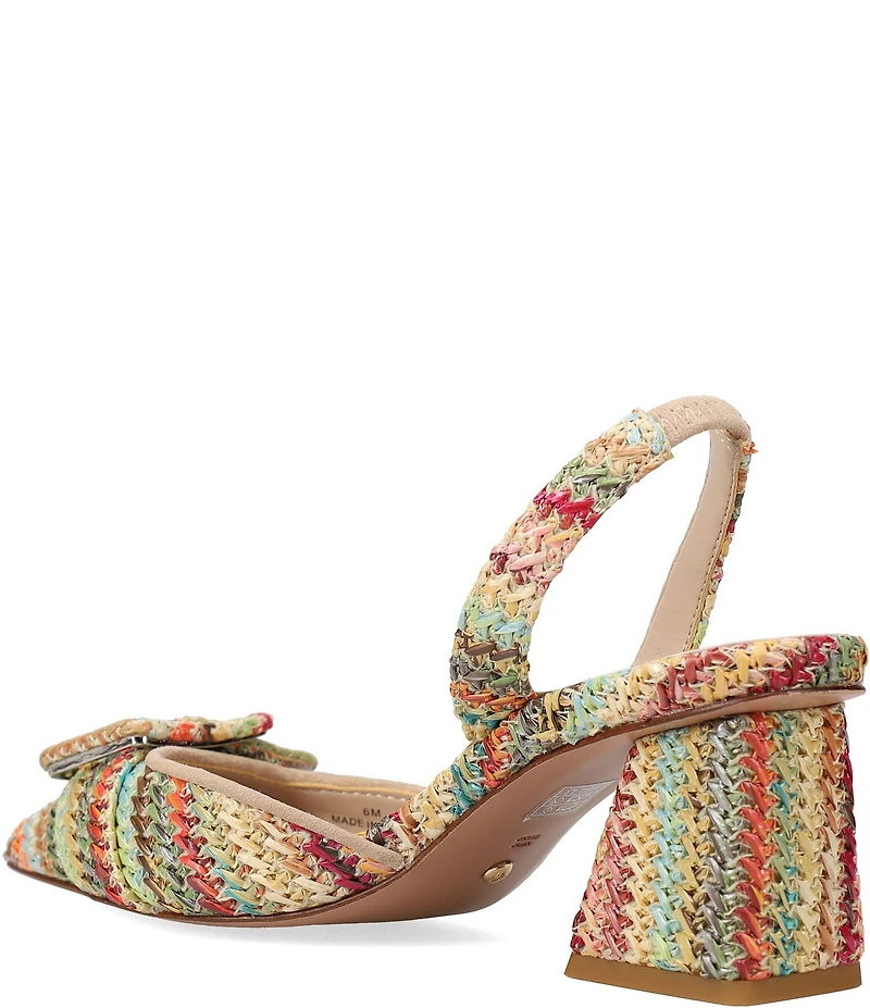 Pelle Moda Imia Woven Raffia Buckle Ornamented Slingback Pumps