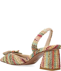 Pelle Moda Imia Woven Raffia Buckle Ornamented Slingback Pumps