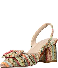 Pelle Moda Imia Woven Raffia Buckle Ornamented Slingback Pumps