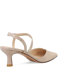 Pelle Moda Kearn Shimmer Suede Asymmetric Ankle Strap Pumps