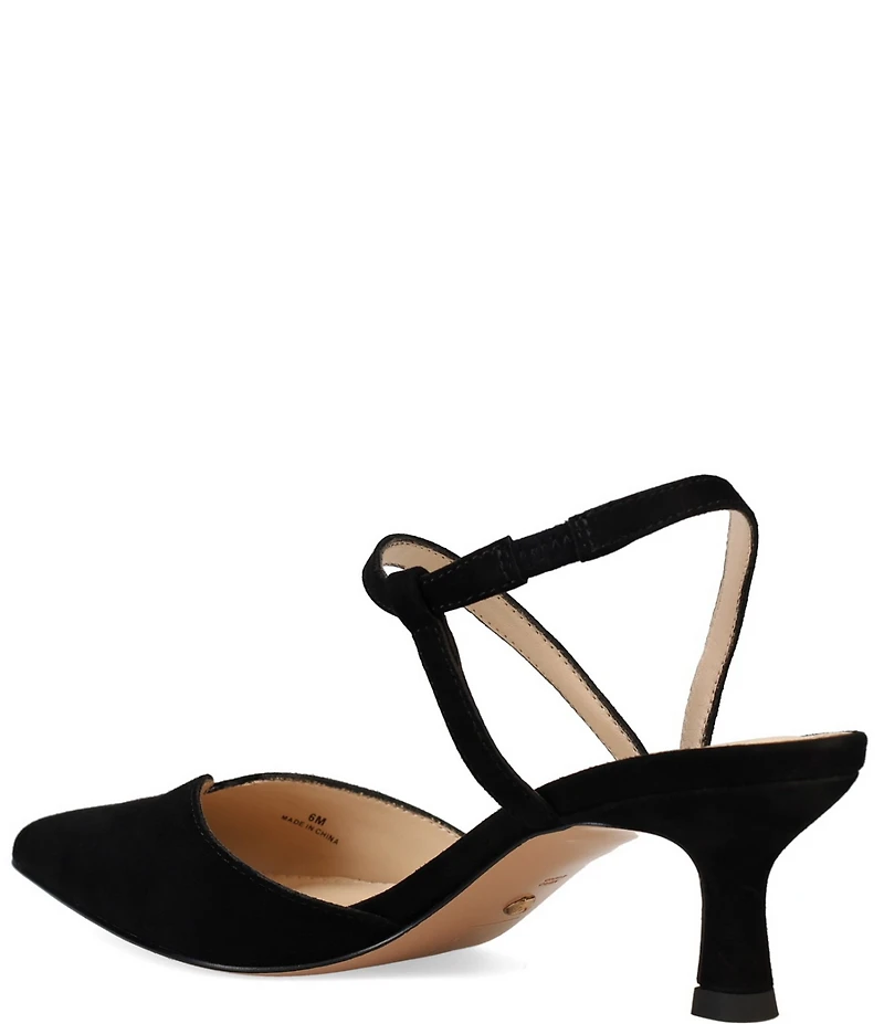 Pelle Moda Kearn Suede Asymmetric Ankle Strap Pumps