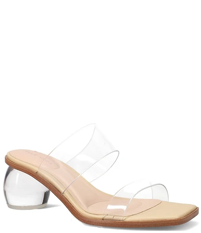 Pelle Moda Lela Vinyl Slide Sculptural Block Dress Sandals