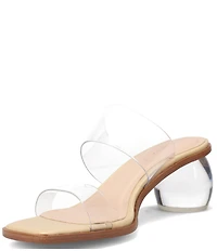 Pelle Moda Lela Vinyl Slide Sculptural Block Dress Sandals