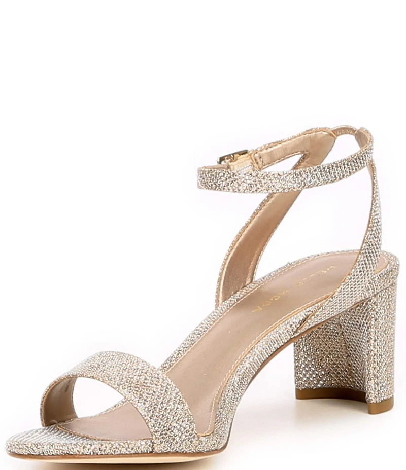 Pelle Moda Moira 2 Metallic Textile Ankle Strap Dress Sandals