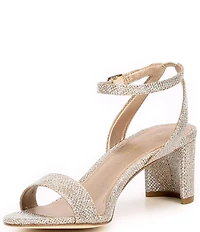 Pelle Moda Moira 2 Metallic Textile Ankle Strap Dress Sandals