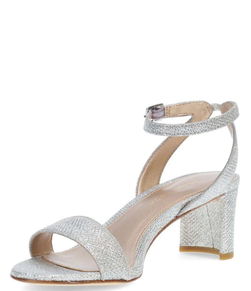 Pelle Moda Moira 2 Metallic Textile Ankle Strap Dress Sandals