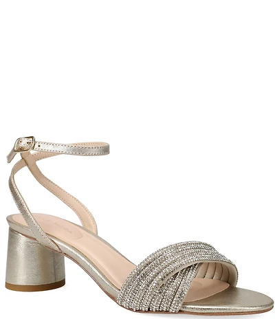 Pelle Moda Noli Metallic Suede Block Heel Dress Sandals