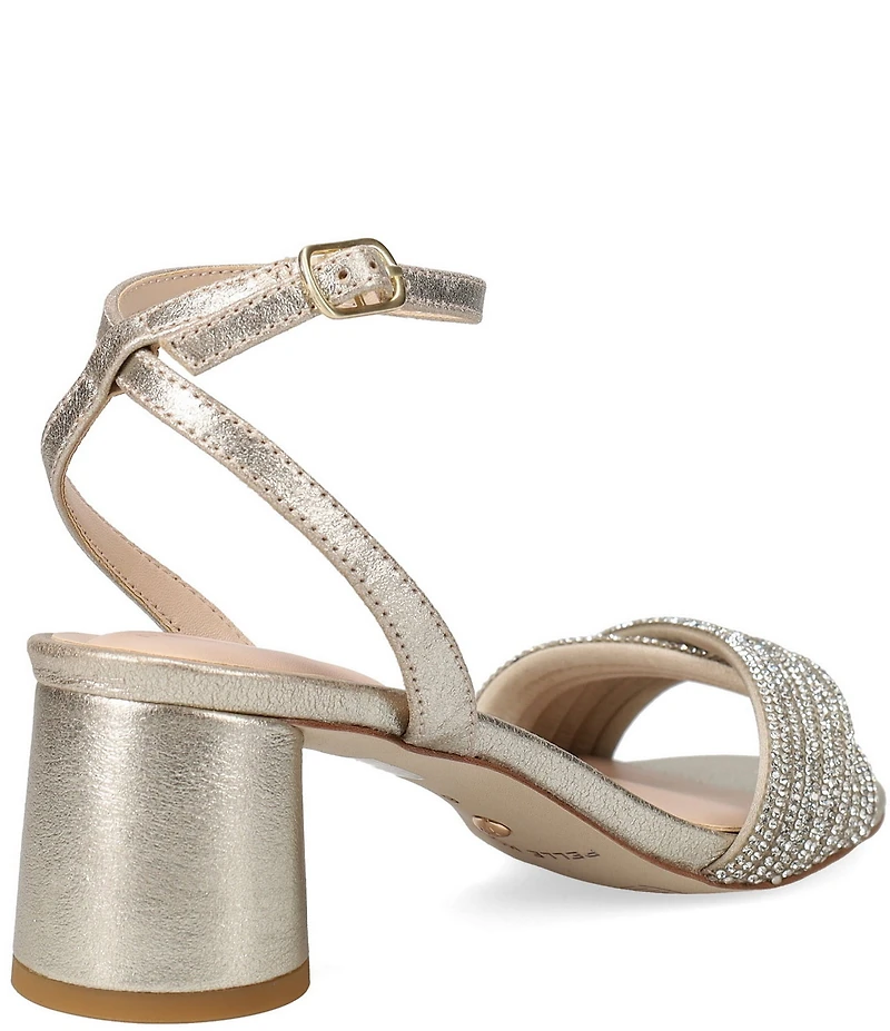 Pelle Moda Noli Metallic Suede Block Heel Dress Sandals