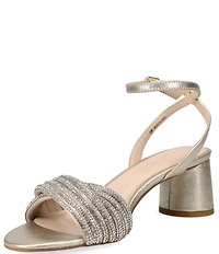 Pelle Moda Noli Metallic Suede Block Heel Dress Sandals