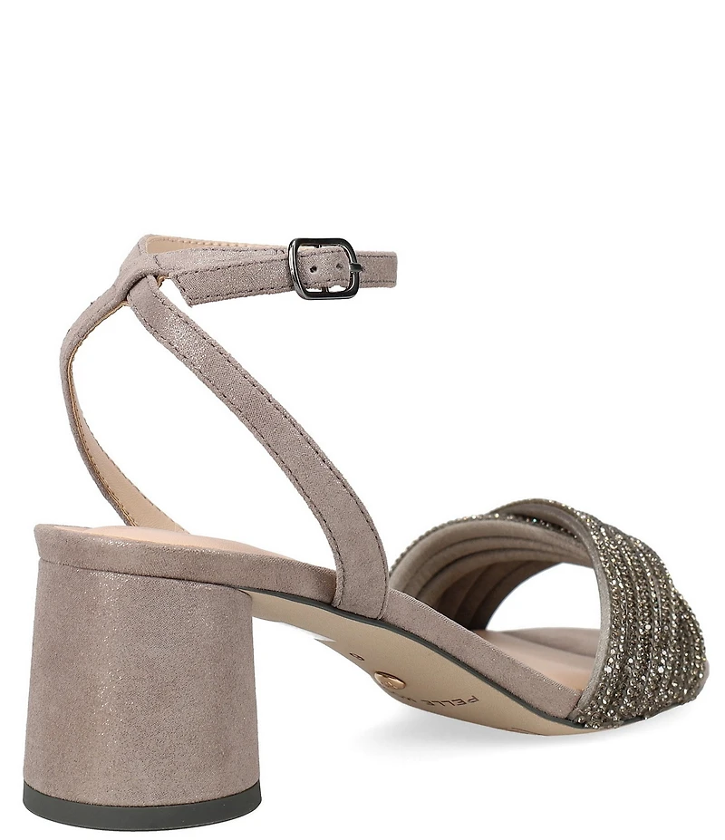 Pelle Moda Noli Shimmer Suede Ankle Wrap Block Heel Sandals