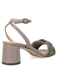 Pelle Moda Noli Shimmer Suede Ankle Wrap Block Heel Sandals