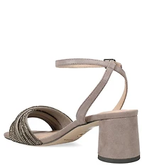 Pelle Moda Noli Shimmer Suede Ankle Wrap Block Heel Sandals