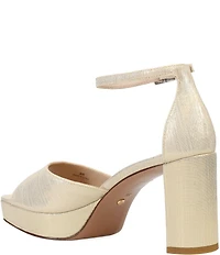 Pelle Moda Pearly 2 Glitter Ribbed Satin Ankle Strap High Heel Platform Dress Sandals