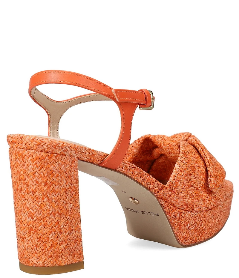 Pelle Moda Penni Raffia Bow Block Heel Dress Sandals