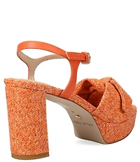 Pelle Moda Penni Raffia Bow Block Heel Dress Sandals