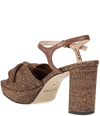 Pelle Moda Penni Raffia Bow Block Heel Dress Sandals