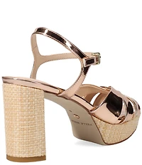 Pelle Moda Petina Metallic Raffia Block Heel Sandals