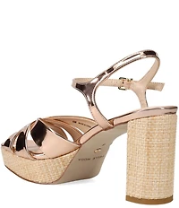 Pelle Moda Petina Metallic Raffia Block Heel Sandals