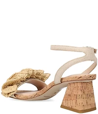 Pelle Moda Tiann Linen Ruffle Cork Block Heel Sandals