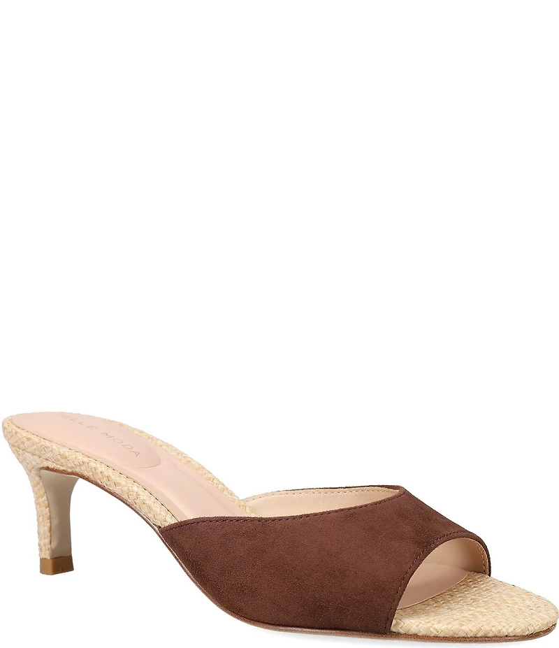 Pelle Moda Unia Suede Raffia Stiletto Dress Mules