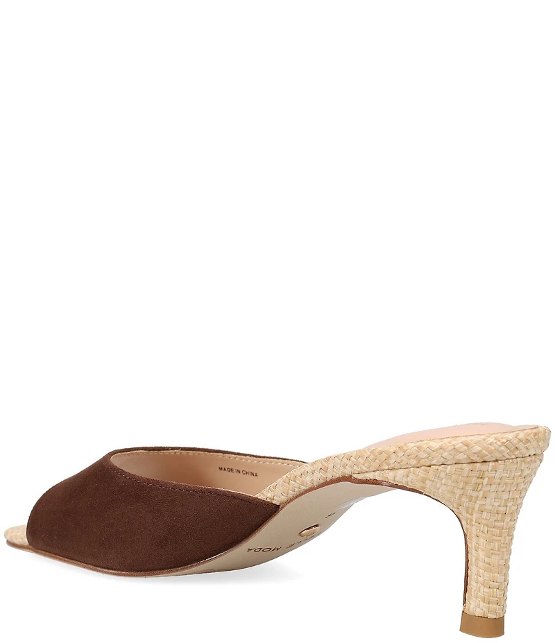 Pelle Moda Unia Suede Raffia Stiletto Dress Mules