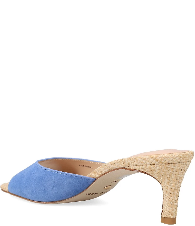 Pelle Moda Unia Suede Raffia Stiletto Dress Mules