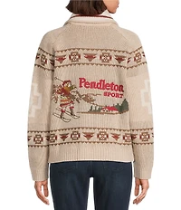 Pendleton Alpine Lambswool Shawl Collar Long Sleeve Zip Up Cardigan