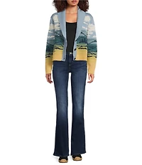 Pendleton Big Sky Ribbed Knit Shawl Collar Long Sleeve Cardigan