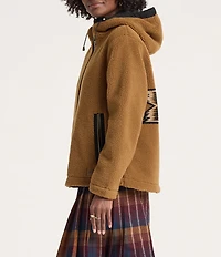 Pendleton Cottonwood Star Pattern Stand Collar Hooded Corduroy Trim Zip Front Bomber Jacket