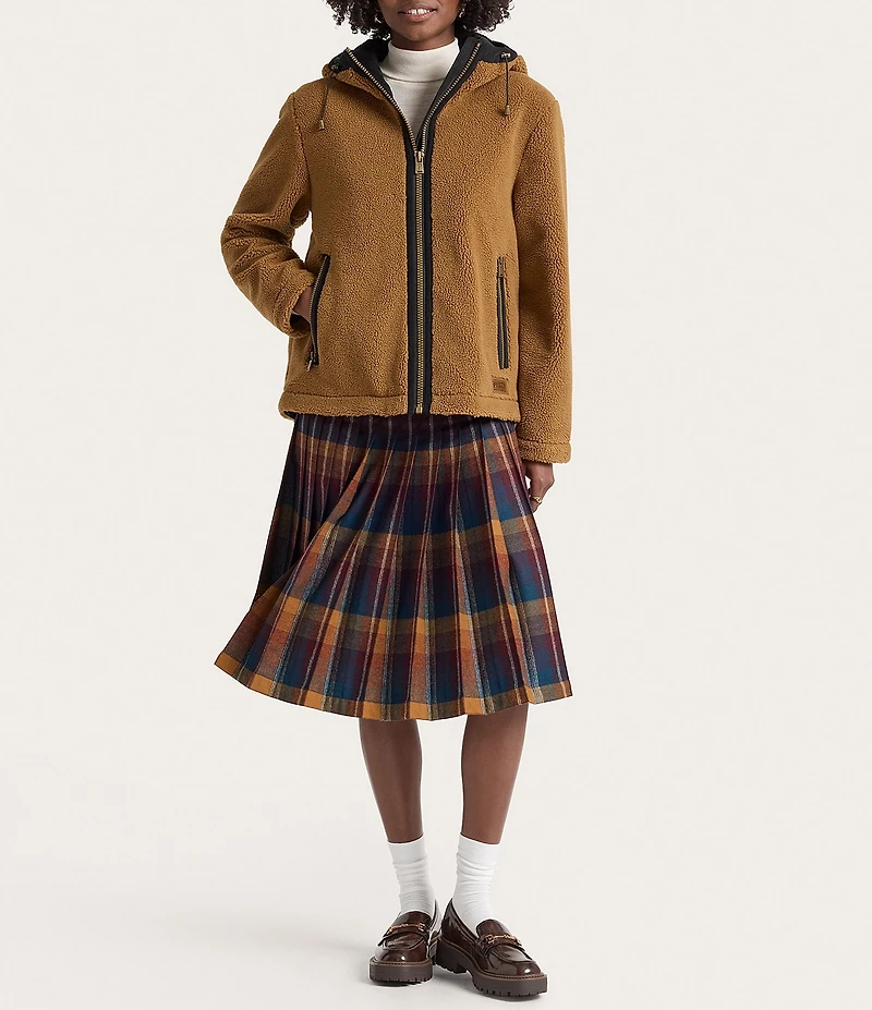Pendleton Cottonwood Star Pattern Stand Collar Hooded Corduroy Trim Zip Front Bomber Jacket