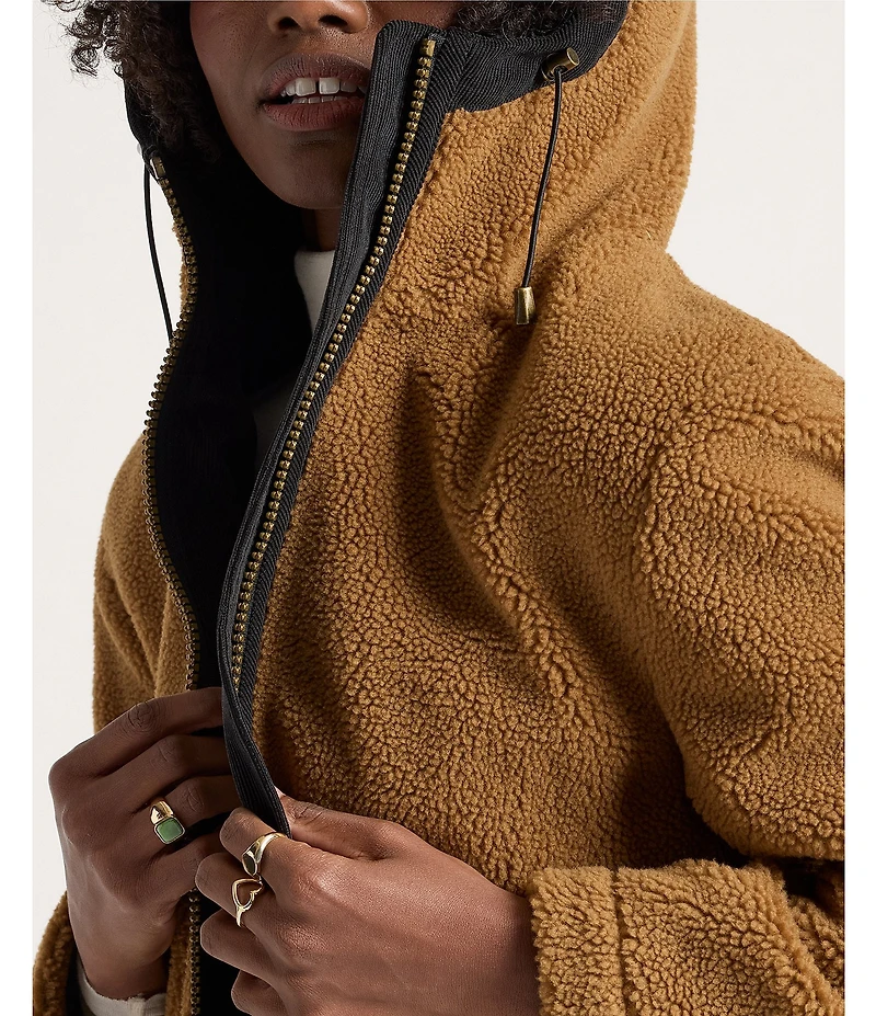 Pendleton Cottonwood Star Pattern Stand Collar Hooded Corduroy Trim Zip Front Bomber Jacket