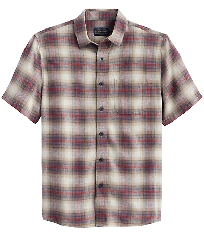 Pendleton Dawson Linen Medium Plaid Short Sleeve Woven Shirt