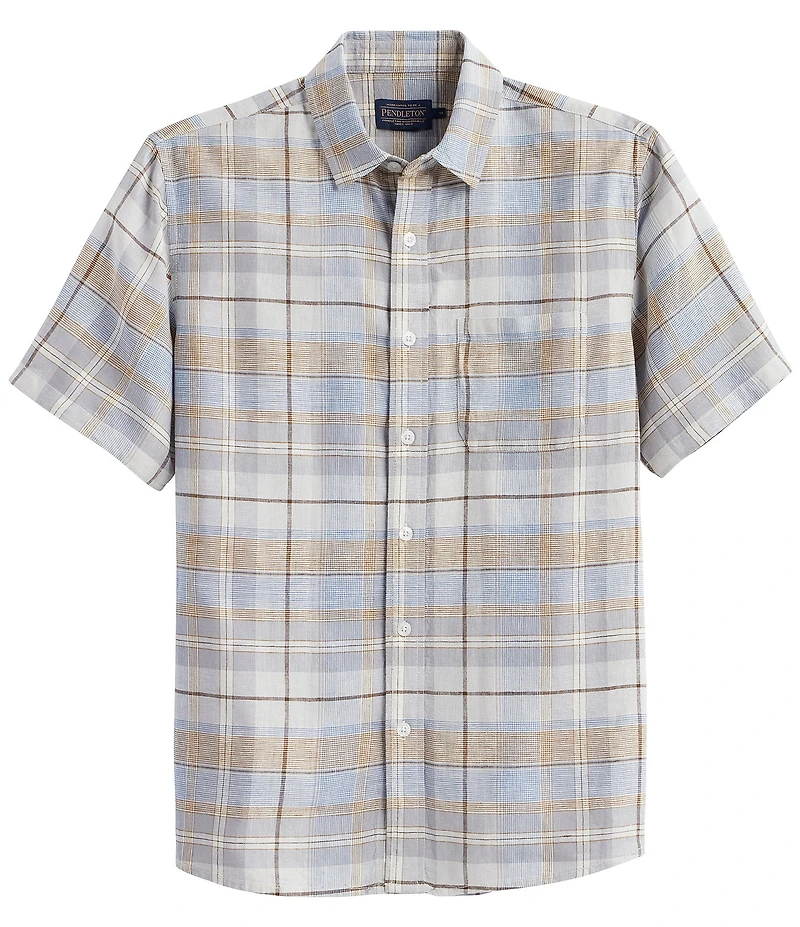Pendleton Dawson Linen Plaid Short Sleeve Woven Shirt