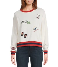 Pendleton French Terry Ski Graphic Embroidered Crew Neck Long Sleeve Pullover