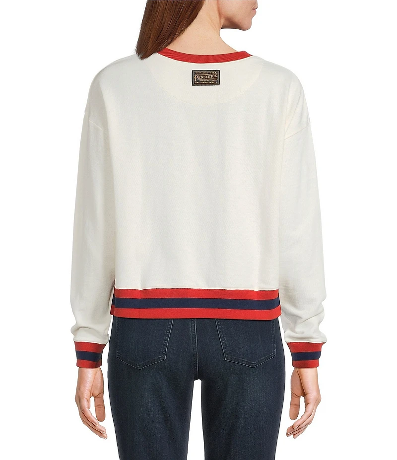 Pendleton French Terry Ski Graphic Embroidered Crew Neck Long Sleeve Pullover