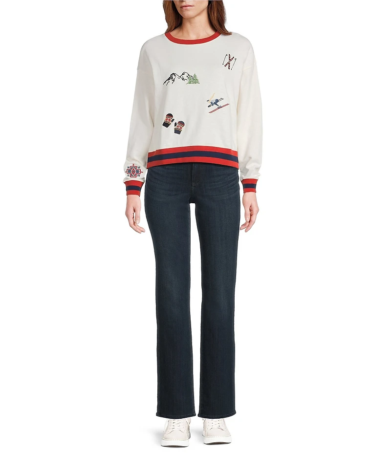 Pendleton French Terry Ski Graphic Embroidered Crew Neck Long Sleeve Pullover