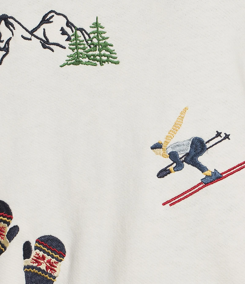 Pendleton French Terry Ski Graphic Embroidered Crew Neck Long Sleeve Pullover