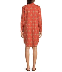 Pendleton Gambler Adobe Lattice Print Point Collar Long Sleeve Shirt Dress